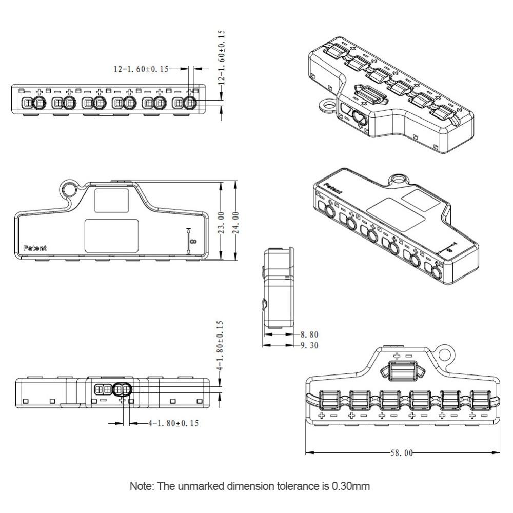 TOP Out Line Splitter 6port Terminal Sambungan Konektor Paralel Distro Block Wire Splitter