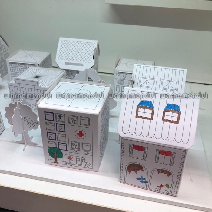 

Kreasi kertas lipat template rumah kota karton isi 10pc WMO IK5352 MAL - Template kota