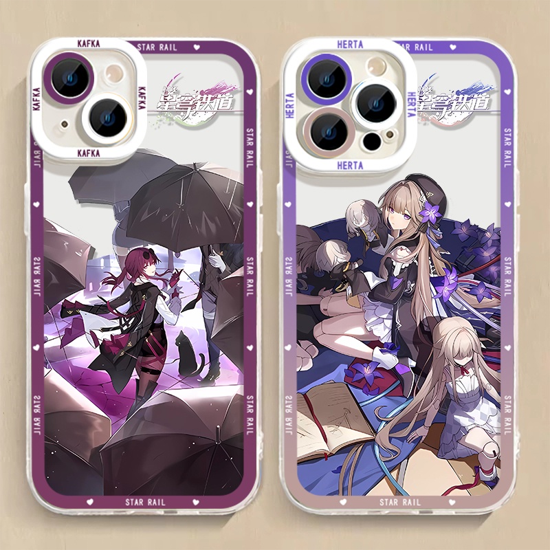 IPHONE Honkai Star Rail Himeko Herta Soft Phone Case Kompatibel Untuk Iphone14 11 13 12 Pro Max Casing XS XR X8 7 6S Plus Mini Kafka Transparan TPU Silikon Shockproof Cover