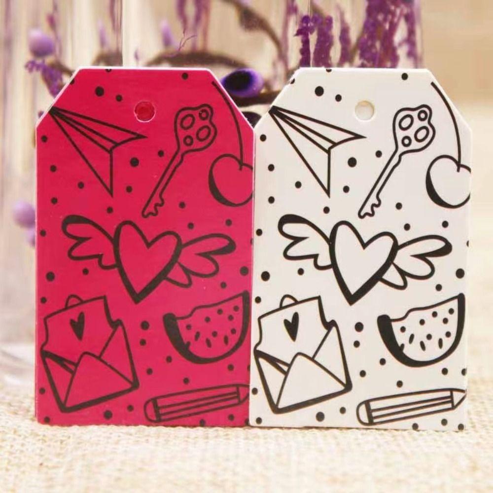 R-FLOWER 100pcs Tag Hadiah Kertas Kraft Kreatif Dekorasi Pesta Perlengkapan Pernikahan Hang Label