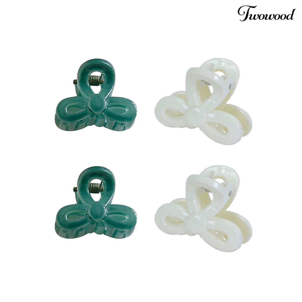 Twowood 4Pcs Transparan Permen Warna Non-Slip Poni Samping Jepit Rambut Ikatan Simpul Bentuk Putri Kecil Klip Rambut Styling Aksesoris