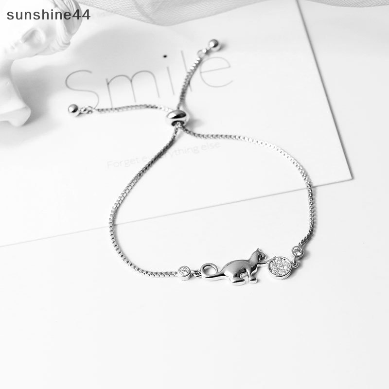 Sunshine Gelang Pesona Bola Kucing Kristal Cubic Zirconia Trendi Untuk Wanita Perhiasan Sederhana ID