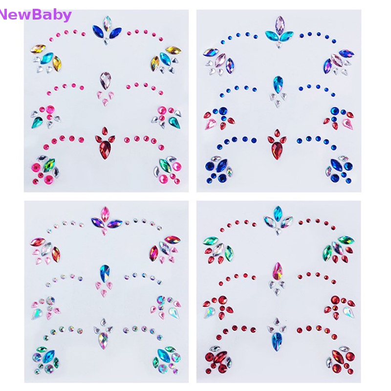Newbaby Stiker Tato Kristal Stiker Wajah Stiker Bor Dekorasi Wajah Mata Stiker ID