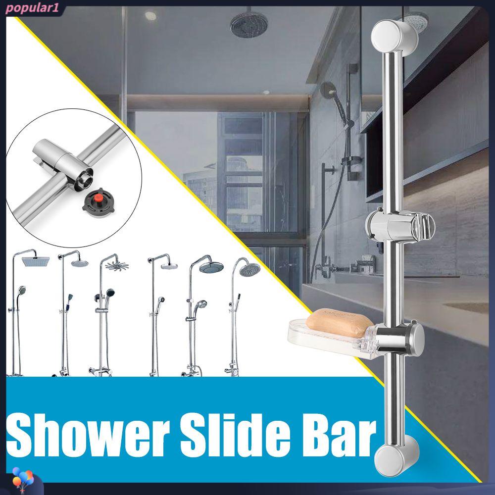 Populer Shower Slide Bar Stainless Steel Adjustable Pengangkat Pipa Kamar Mandi Kit Sabun Cuci Piring Spray Holder