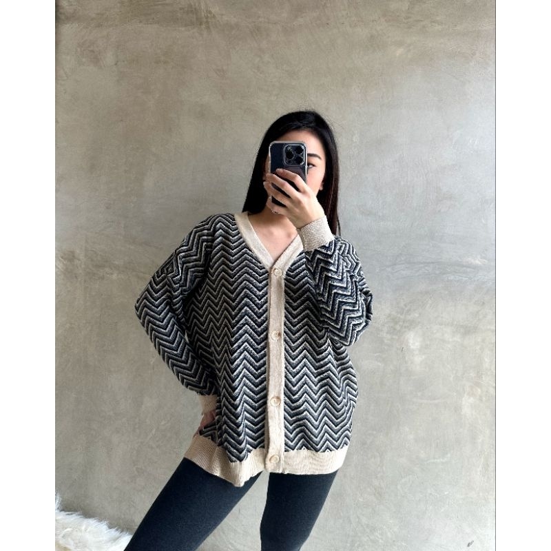 SAVY OVERSIZE CARDI 1066 kardigan rajut katun wanita tangan panjang