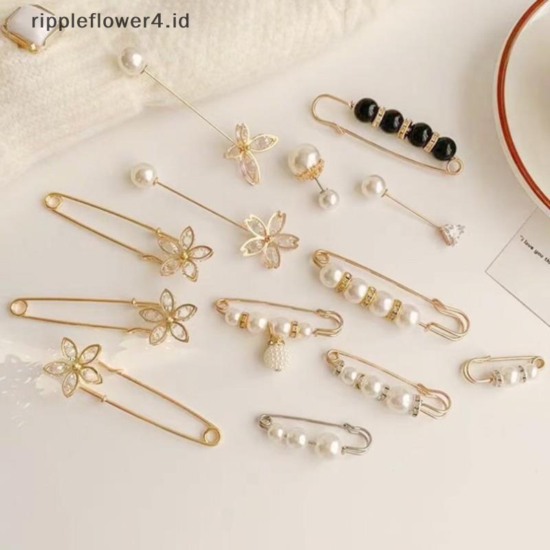 {rippleflower4.id} Mutiara Bros Pengencang Pinggang Pin Lebih Kecil Pembukaan Bawah Bros Menghias~