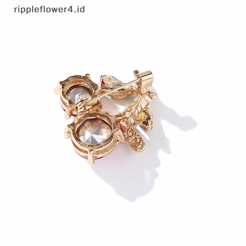 {rippleflower4.id} Bros Cherry Kristal Merah Untuk Wanita Enamel Klasik Buah Pernikahan Kasual Kantor Bros Pin Hadiah Perhiasan Hadiah~