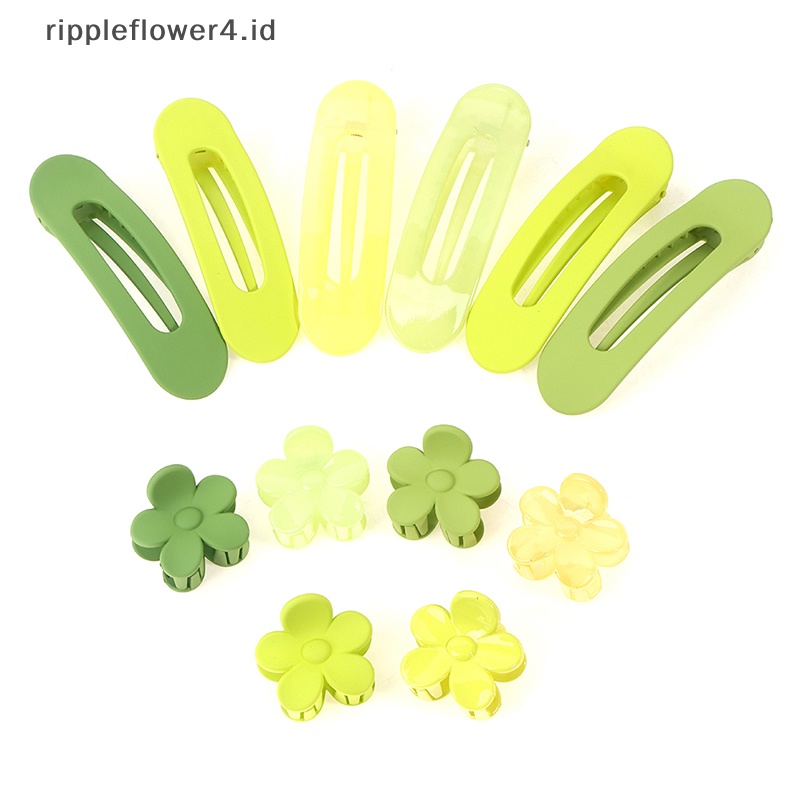 {rippleflower4.id} Jepit Rambut Besar Hijau Hair Barrette Side Flower Clip Duckbill Klip Makeup Klip~