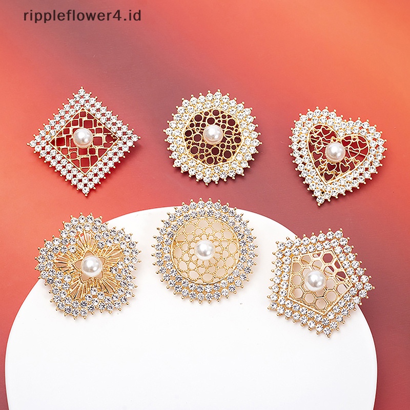 {rippleflower4.id} Fashion Gaya Sederhana Cinta Bros Bunga Elegan Berlian Imitasi Bros Pakaian Poligon Korsase Syal Gesper Temperamen Perhiasan Hadiah~