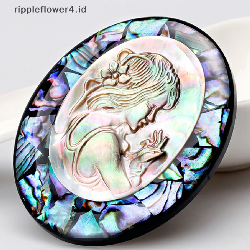 {rippleflower4.id} Bros Cameo Cangkang Abalone Alami Pin Perjamuan Pernikahan Bros Hadiah Pengantin~