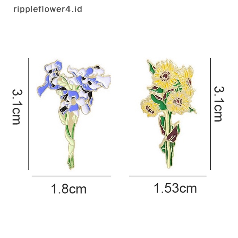 {rippleflower4.id} Lapel Pin Lencana Van Gogh Bunga Matahari Iris Bros Bunga Topi Pin Logam Untuk Pakaian Enamel Pin Lencana Untuk Hadiah Ransel Untuk Wanita~