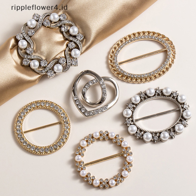 {rippleflower4.id} Pojok Busana Hem Pinggang Simpul Kancing Mutiara High-end Kemeja T-shirt Syal Sutra Dekoratif Gesper Tetap Aksesoris~