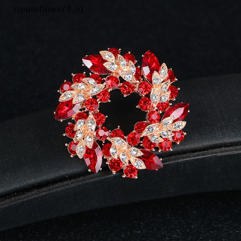 {rippleflower4.id} Fashion Berlian Imitasi Kristal Bauhinia Bunga Bros Pin Wanita Syal Pakaian Mantel Aksesoris~