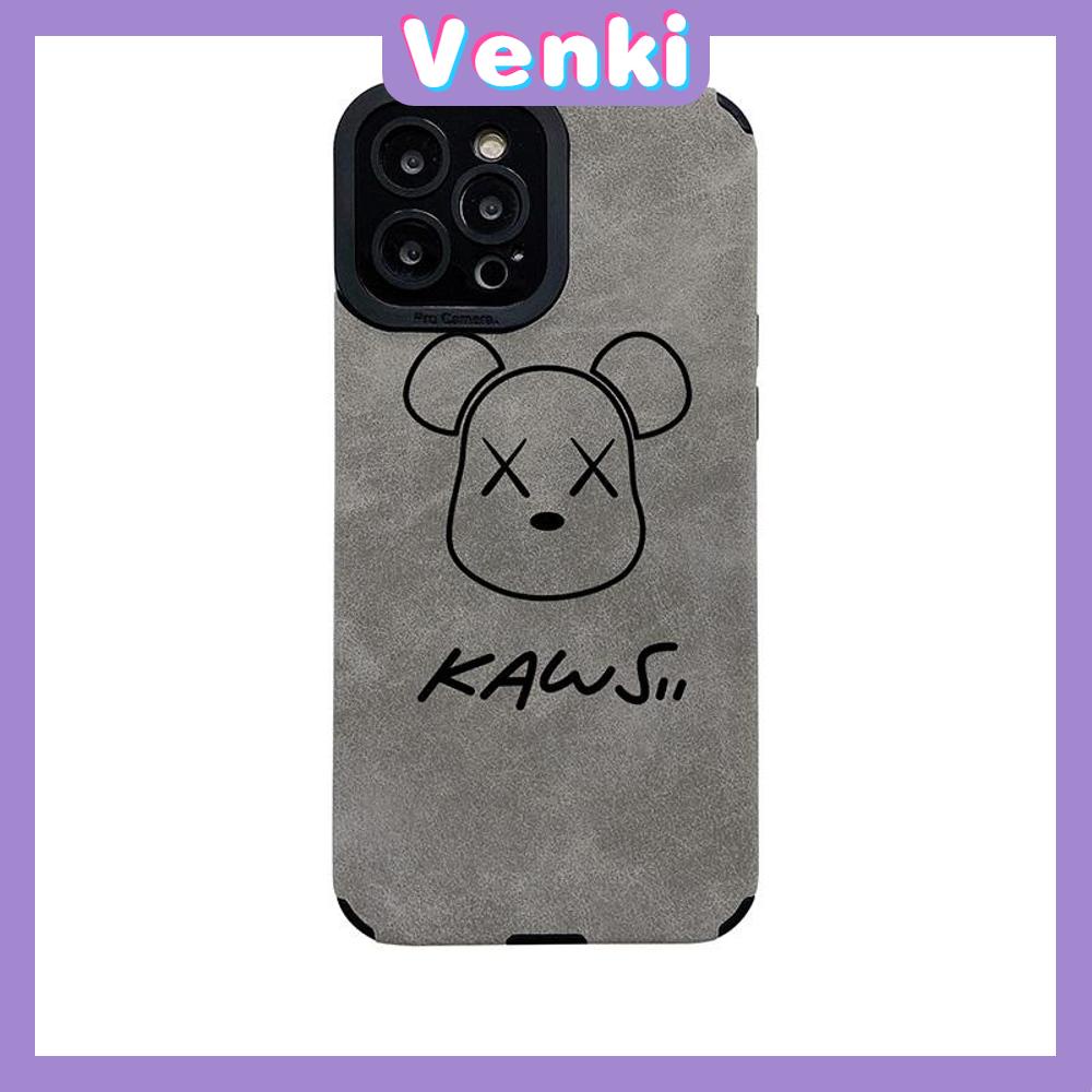 VENKI - Untuk iPhone 11 iPhone Case Kulit Dilaminasi Pupil Mata Suede Phone Case  Soft Shockproof Airbag Case Pelindung Kamera Cute Bear Kompatibel dengan iPhone 14 13 Pro max 12