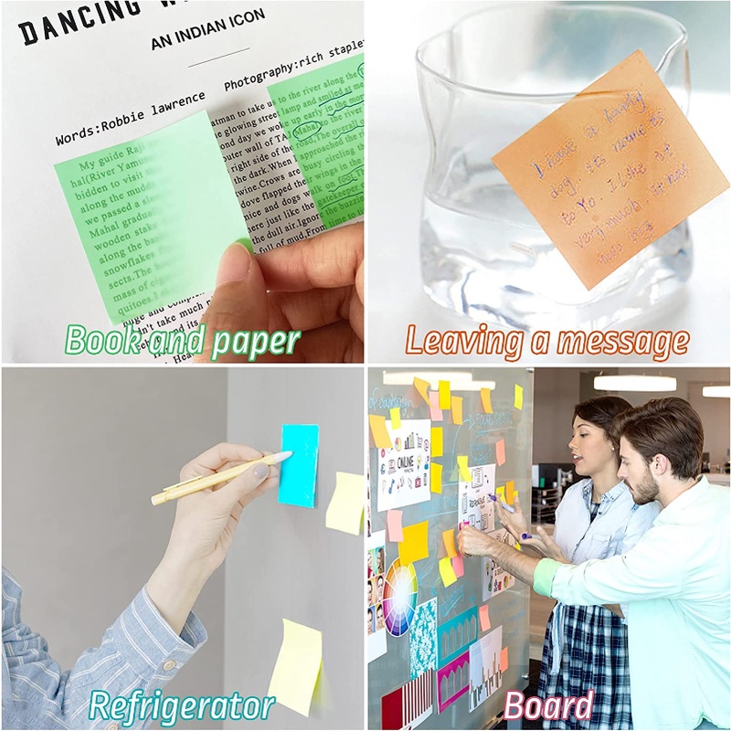 Stiker PET Toserba Transparan Berwarna/Stiker Indeks Horizontal Tahan Air Dan Dapat Ditulis/Catatan Dan Catatan Belajar Kantor Yang Dapat Ditempel Sticky Notes