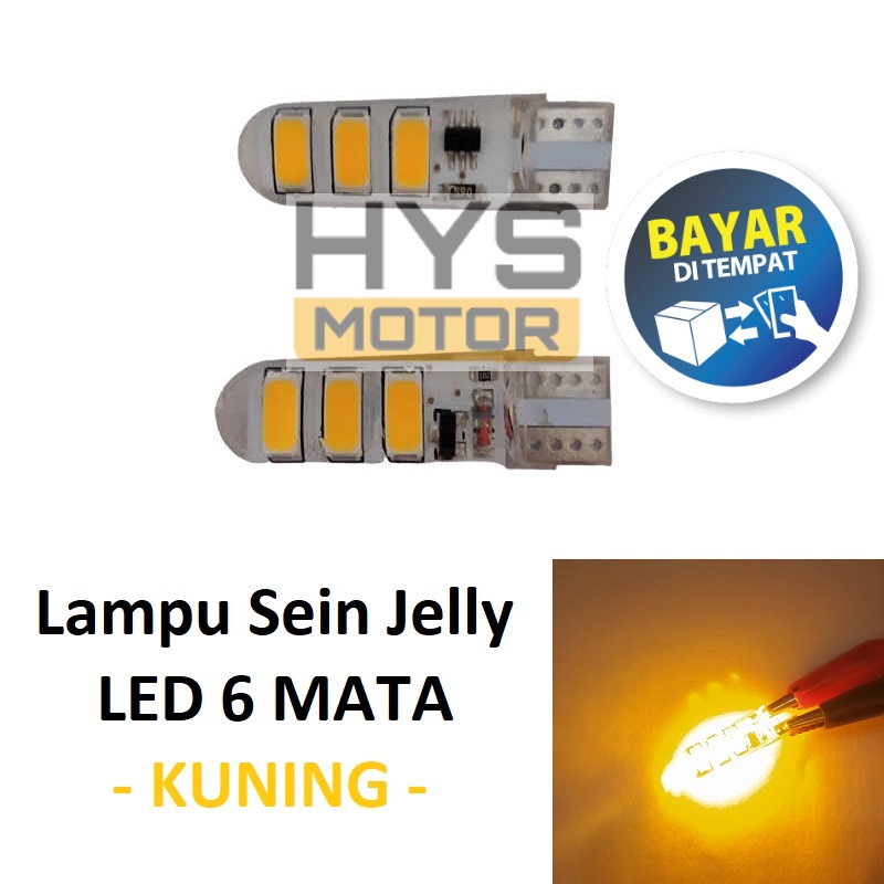 HYC Lampu Senja Sein Jelly T10 6 LED Sepasang Universal Sepeda Motor dan Mobil Kedip Otomatis Tanpa 