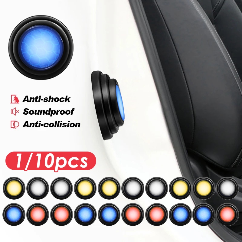 1/10pcs Reflektif Pintu Mobil Shock Absorber Universal Mobil Kedap Suara Stiker Menebal Karet Pintu Pengaman Tepi Silikon Pad Bumper Bantal Stiker Hias