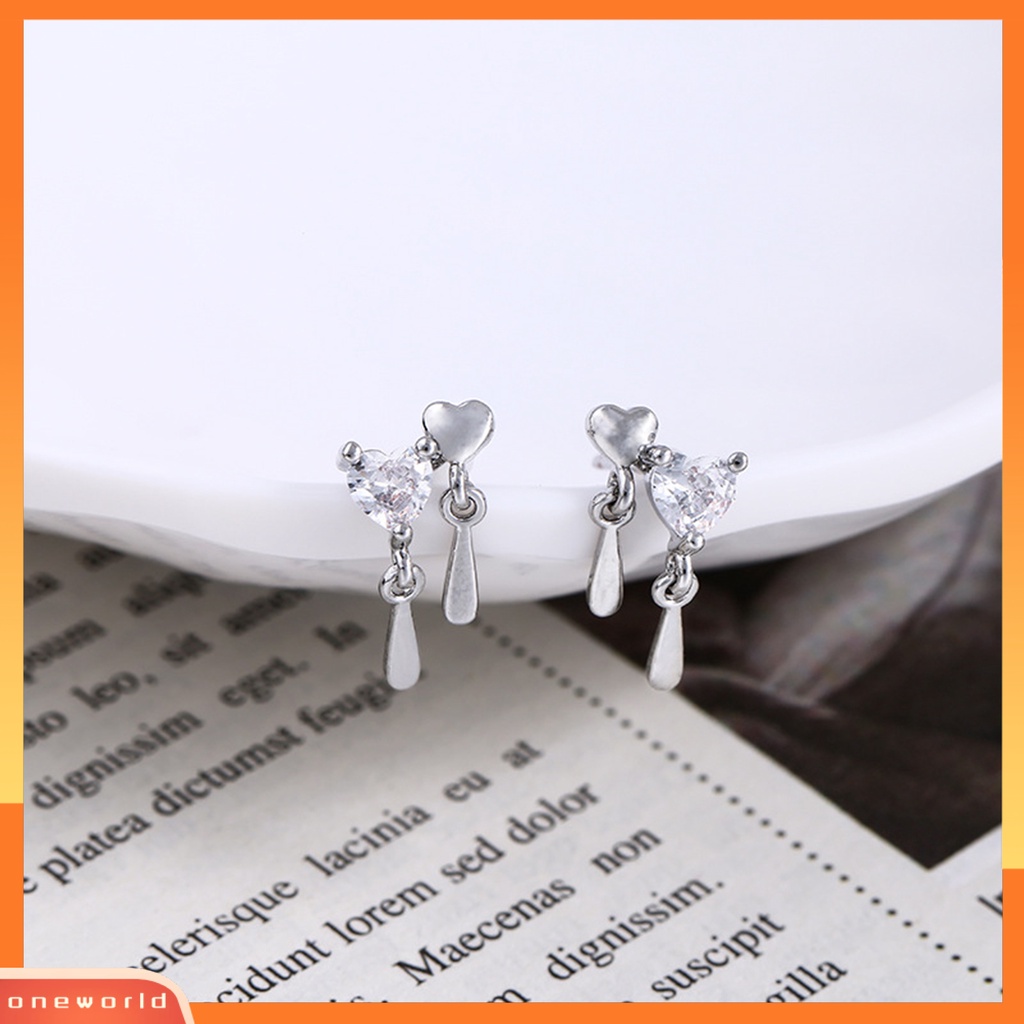 [WOD] Anting Tusuk Anti Alergi All-match Hias Berkilau Manis Cinta Hati Asimetris Menjuntai Earrings Untuk Pacaran