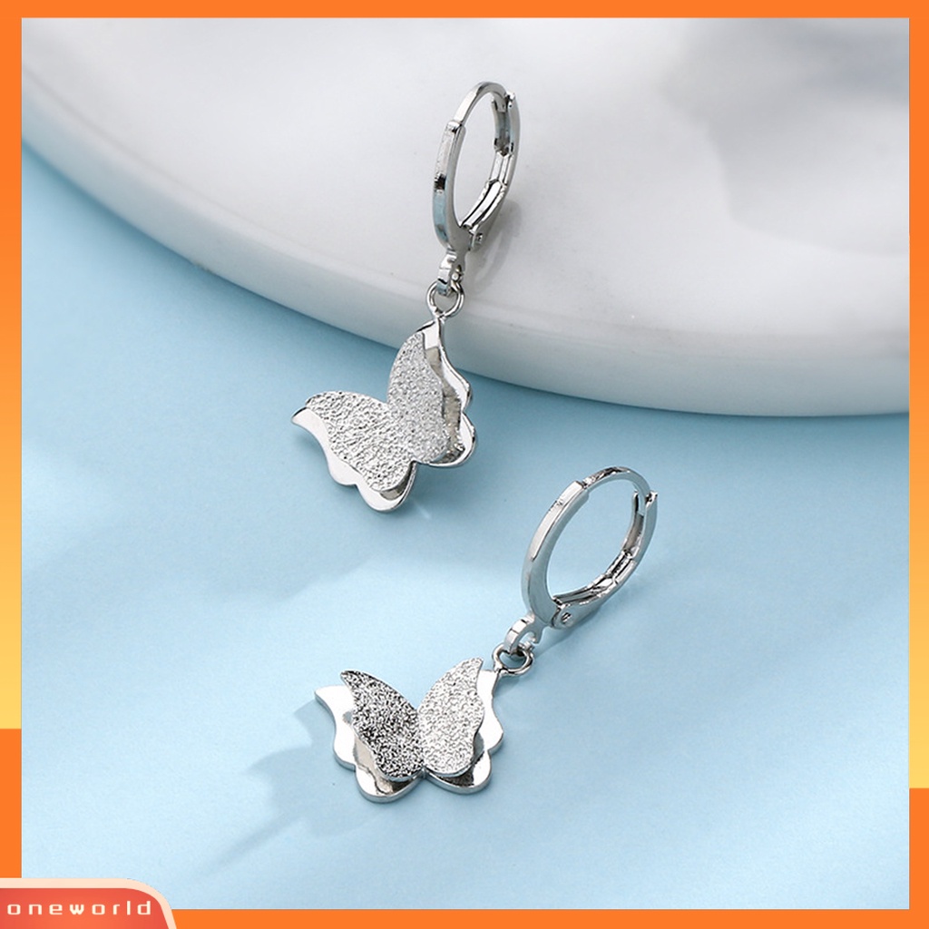 [WOD] 1pc Drop Earring Minimalis Hypoallergenic Elegan High Gloss Hadiah Fashion Perhiasan Matte Kupu Wanita Hoop Earring Untuk Pacaran