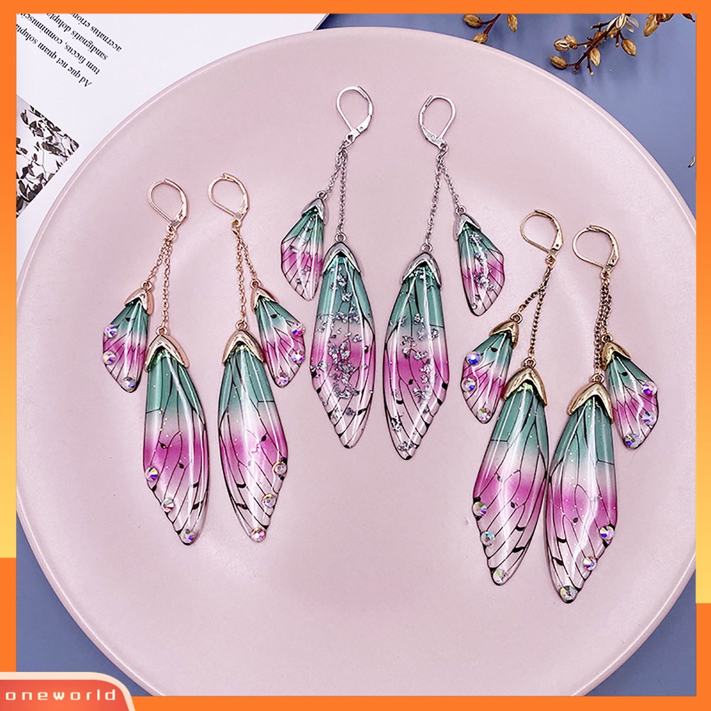 [WOD] Anting Fashion Wanita Berlian Imitasi Serangga Sayap Kupu-Kupu Ear Hook Perhiasan Hadiah