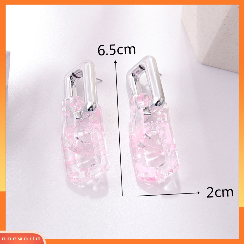 [WOD] 1pasang Ear Stud Bahan Akrilik Berlebihan Anting Drop Geometris Artistik Untuk Kehidupan Sehari-Hari