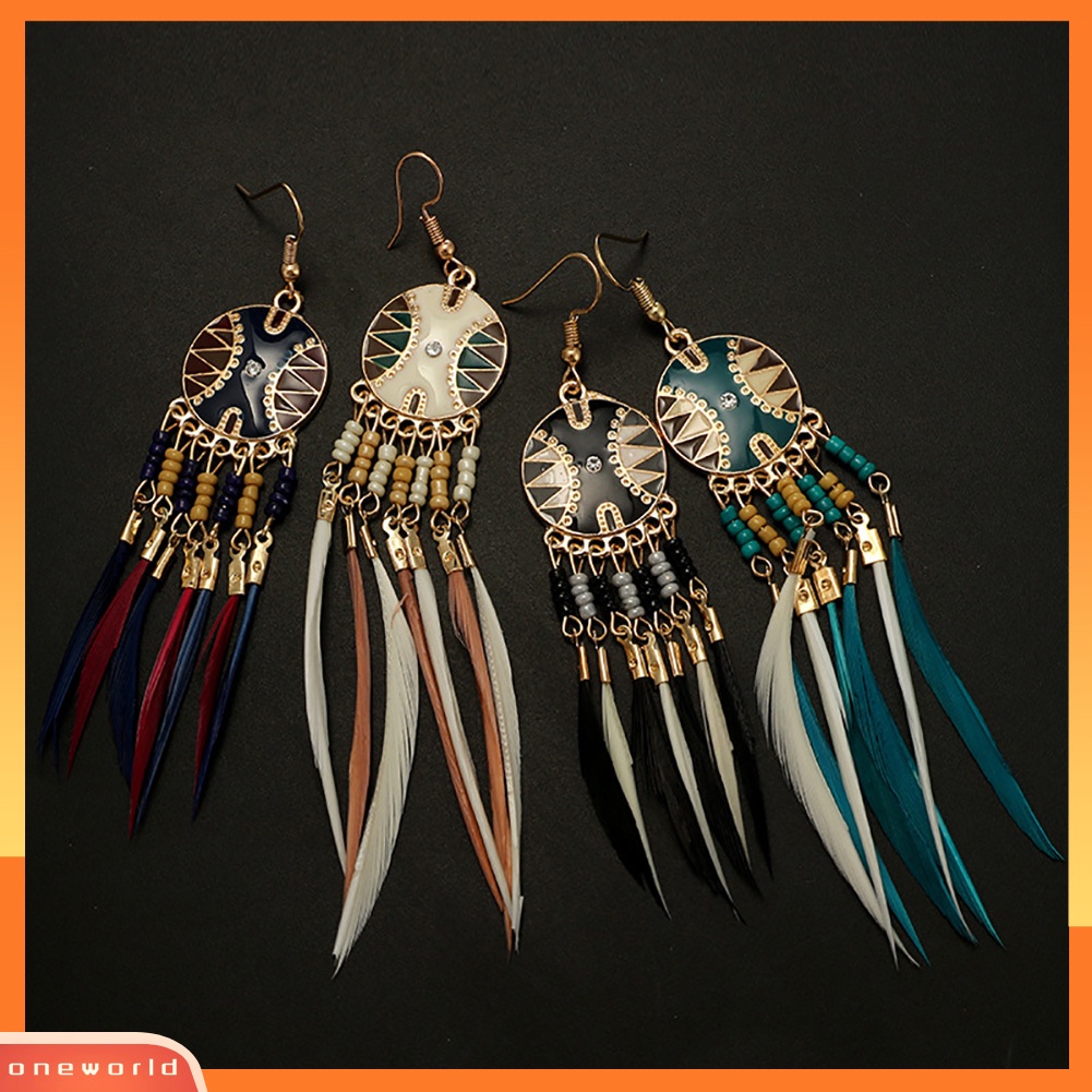 [WOD] Exotic Round Hollowed Pendant Bulu Jumbai Kait Anting Wanita Perhiasan Decor