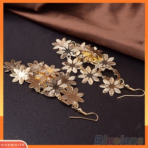 [WOD] Wanita Vintage Alloy Multi-Layer Snowflakes Menjuntai Hook Chic Anting Perhiasan