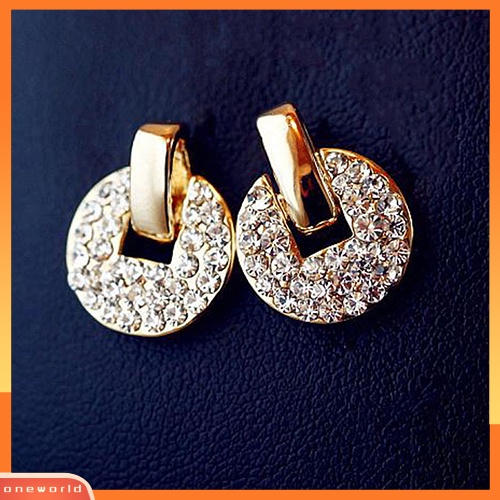 [WOD] Berlian Imitasi Penuh Tembaga Ear Studs Earrings Lady Istana Gaya Eardrop Perhiasan
