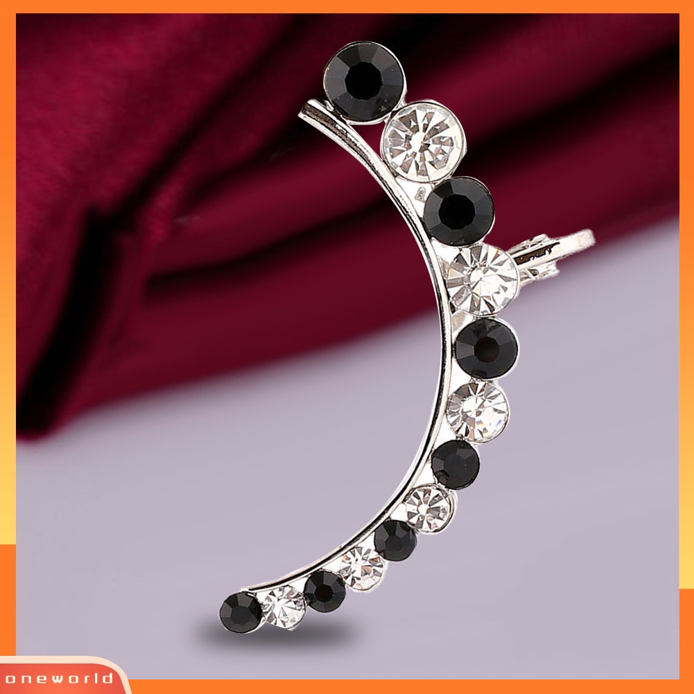 [WOD] Wanita Fashion Kreatif Berlian Imitasi Ear Stud Cuff Klip Anting Perhiasan Charm