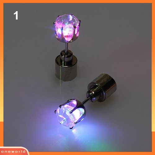 [WOD] Anting Berlian Imitasi LED Menyala Stud Dance Aksesoris Pesta Untuk Pesta/Xmas