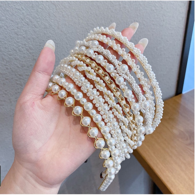 BANDO MUTIARA KOREA / KOREAN HAIR BAND HEAD PEARL PEARLS CANTIK BERMOTIF