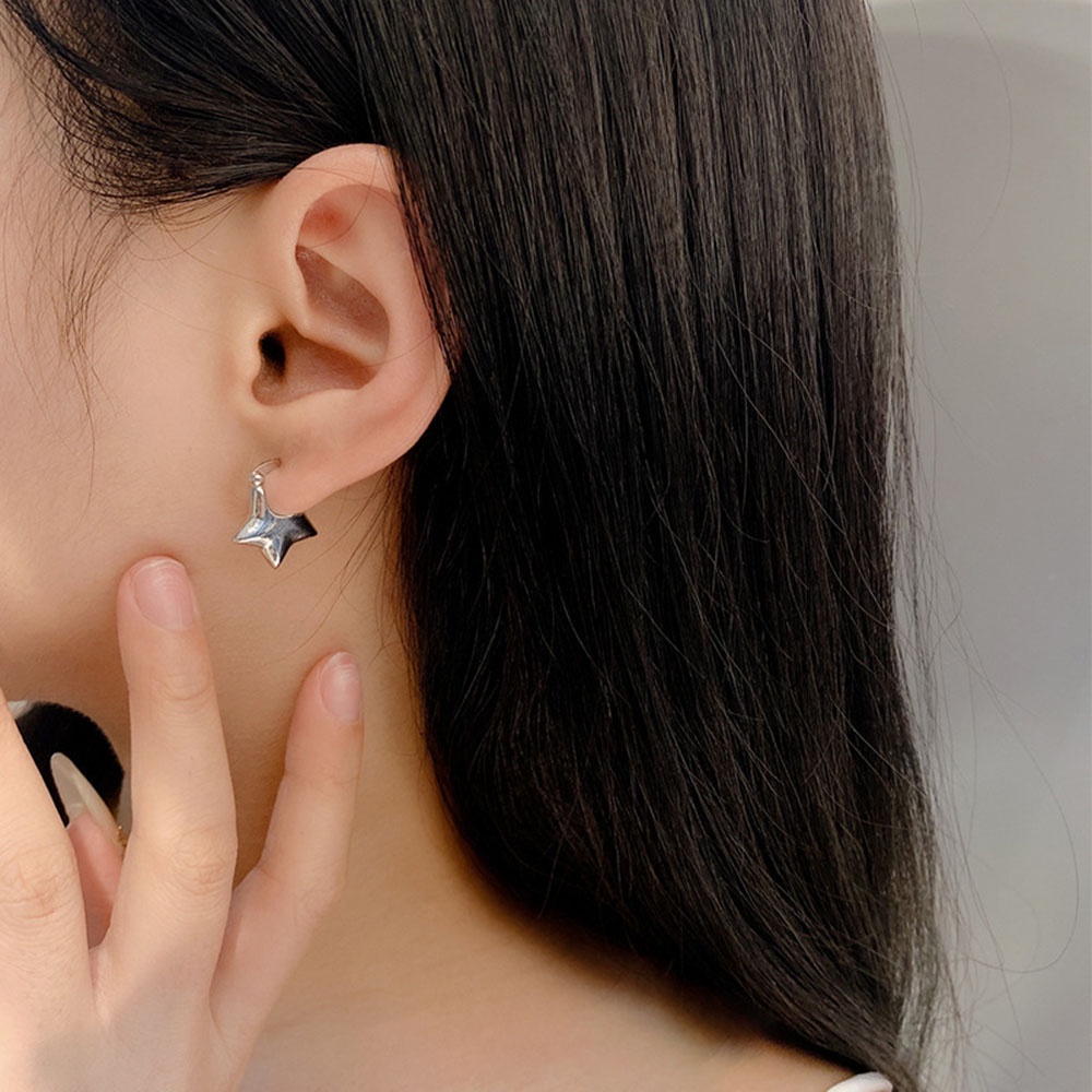 Anting Bintang Korea Wanita Gadis Sederhana Studs Earring Perhiasan Gesper Telinga Unik