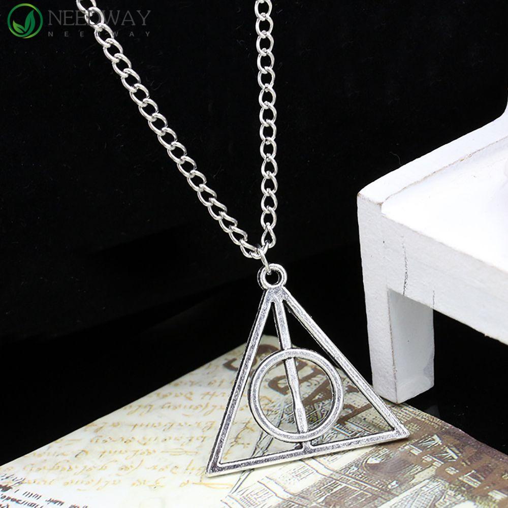 Needway Film Kalung Yang Dapat Diputar Populer Liontin Deathly Hallows Perempuan Choker Pria Kalung