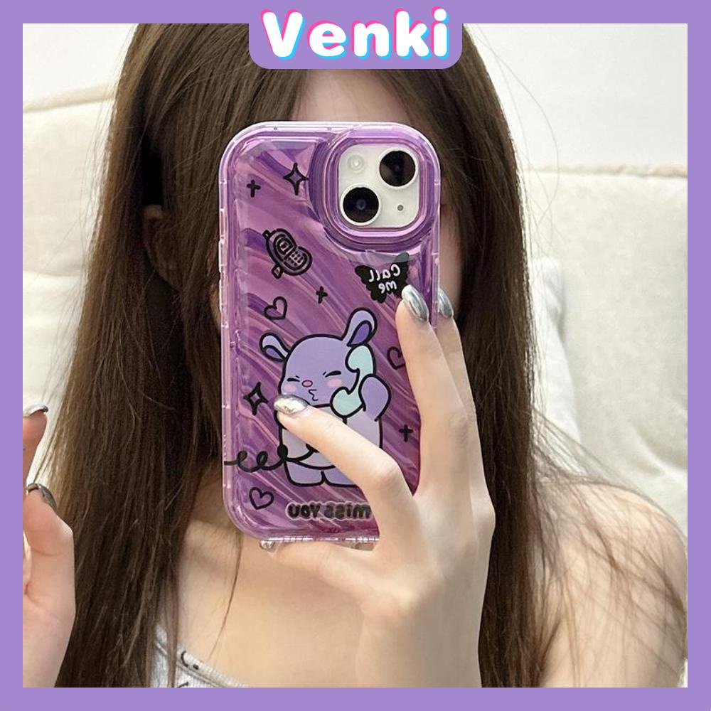 VENKI - iPhone Case untuk iPhone 11 Laser Reflektif Bening Phone Case TPU Soft Shockproof Airbag Case Lucu Kartun Kompatibel dengan iPhone 14 13 Pro Max 12 Pro Max XR XR 7Plus 8Plus