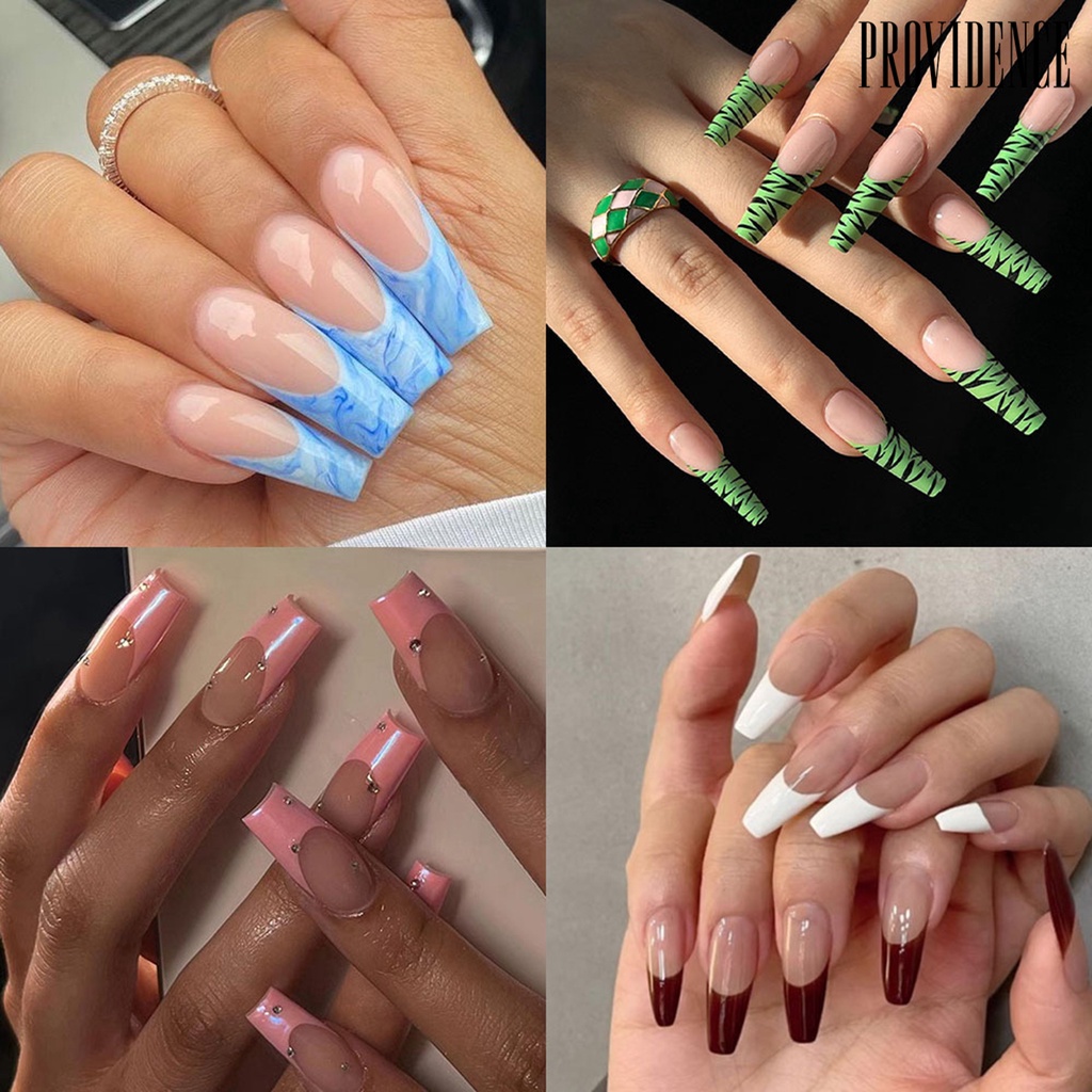 Providence 288Pcs /Box Bangunan Cepat Kuku Palsu Terlihat Dekoratif Ultra-Tipis Transparan Plastik Kuku Cetakan Tips Perlengkapan Kuku