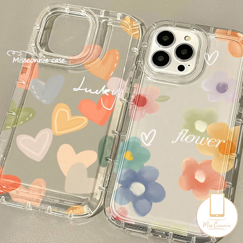 Casing Airbag Cinta Hati Bunga Segar Cat Air Untuk Redmi Note11 10s 9 8 11s 10 10 Pro Max Redmi 12C A1 9T 10A 9 10C 10 9A 9C NFC POCO F4 Transparan Shockproof Soft Cover