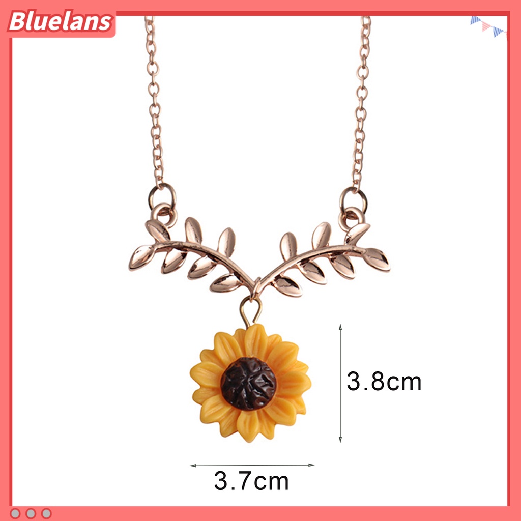 [BLS] Kalung Choker Mewah Liontin Bunga Matahari Bentuk Daun Bahan Alloy Untuk Pesta