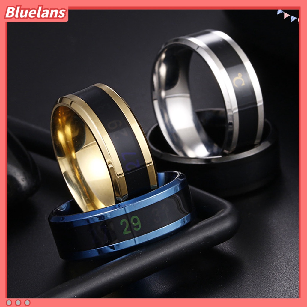 [BLS] Cincin Fashion Unisex Tampilan Real Time Cincin Tes Suhu Bahan Stainless Steel Untuk Pesta