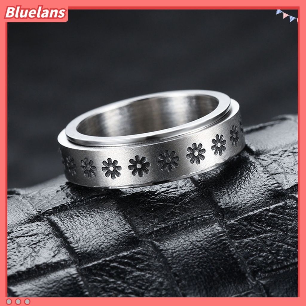 [BLS] Cincin Unisex Geometris Artistik Titanium Steel Cincin Jari Luar Dapat Diputar Untuk Pesta