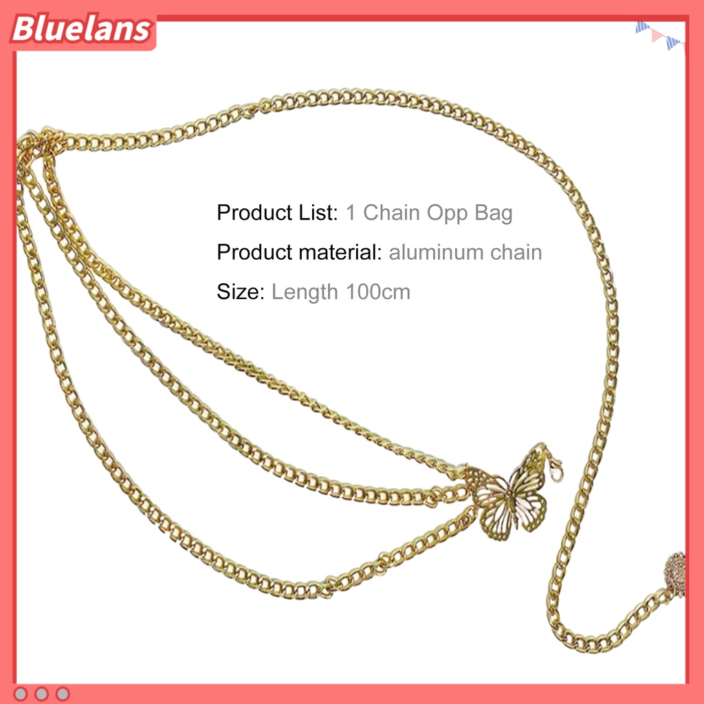 [BLS] Butterfly Waist Chain Pengerjaan Halus Menarik Praktis All-Match Fashionable Adjustable Aluminium Metal Butterfly Waist Chain Untuk Panggung