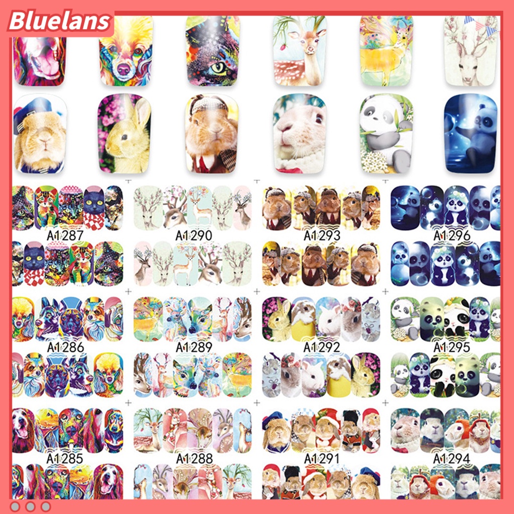 [BLM] 12sheet Tempelan Kuku Motif Tulisan Tahan Air Banyak Gaya Wanita Stiker Nail Art Untuk Kecantikan