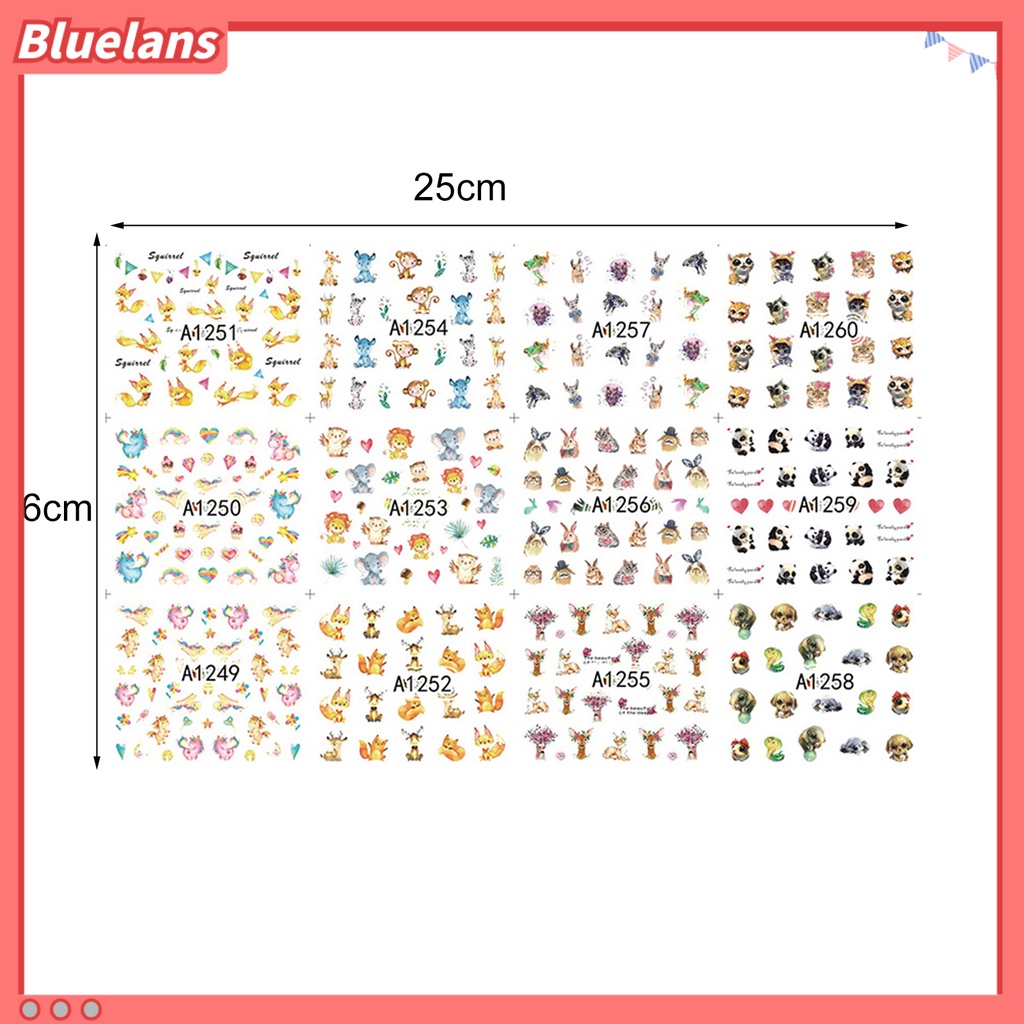 [BLM] 12sheet Tempelan Kuku Motif Tulisan Tahan Air Banyak Gaya Wanita Stiker Nail Art Untuk Kecantikan