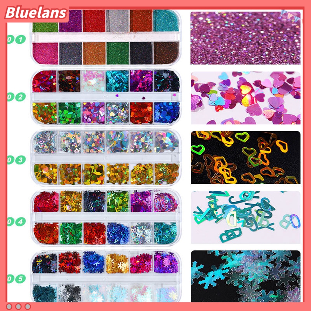 [BLM] Desain Huruf Bentuk Hati Ultra-Tipis Beauty Woman Nail Care Polish Sequin Untuk Pesta