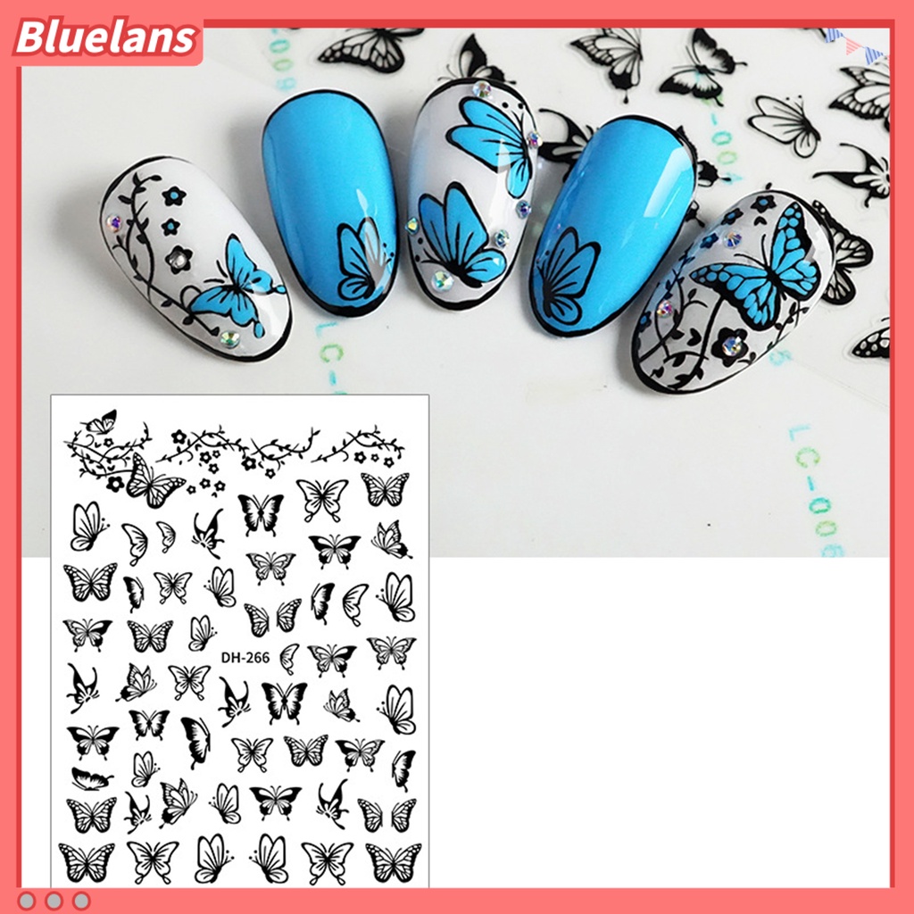 [BLM] Manicure Decal Halus Indah Lem Bebas Hollow Butterfly Nail Art Transfer Sticker Untuk Wanita