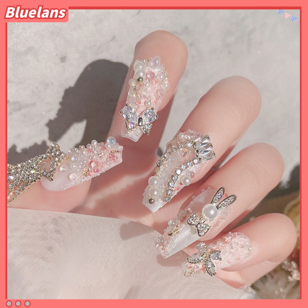 [BLM] Pesona Kuku Tidak Luntur Efek 3D Gloss Rhinestones Dekorasi Rantai Ornamen Rumbai Untuk Manicure