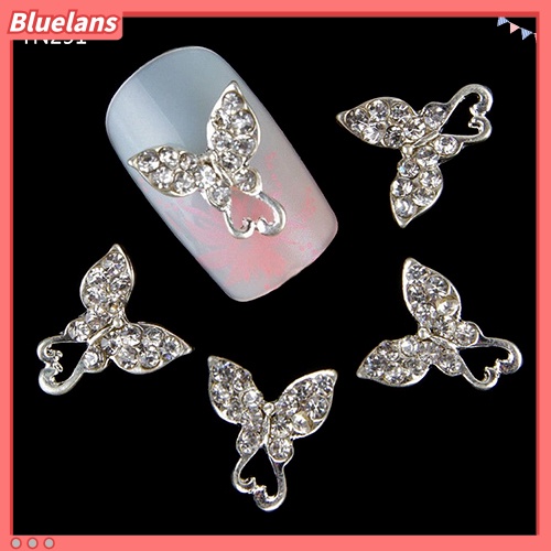 [BLM] 10pcs 3D Butterfly Shiny Rhinestone DIY Manicure Alloy Nail Art Tips Dekorasi