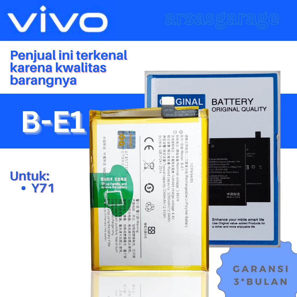 Batu Batre Baterai B-E1 untuk Vivo Y71 Double IC Protection POWER