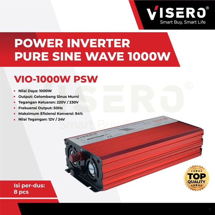 Visero Power Inverter Pure Sine Wave 1000 Watt 12Vto220V VIO-1000W PSW