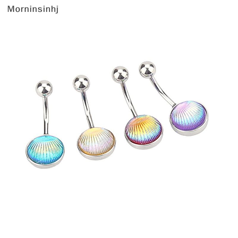 Mornin Stainless Steel Colorful Shell Round Belly Button Rings Perhiasan Perut Fashion Berkualitas Tinggi Untuk Wanita Dekorasi Tubuh id