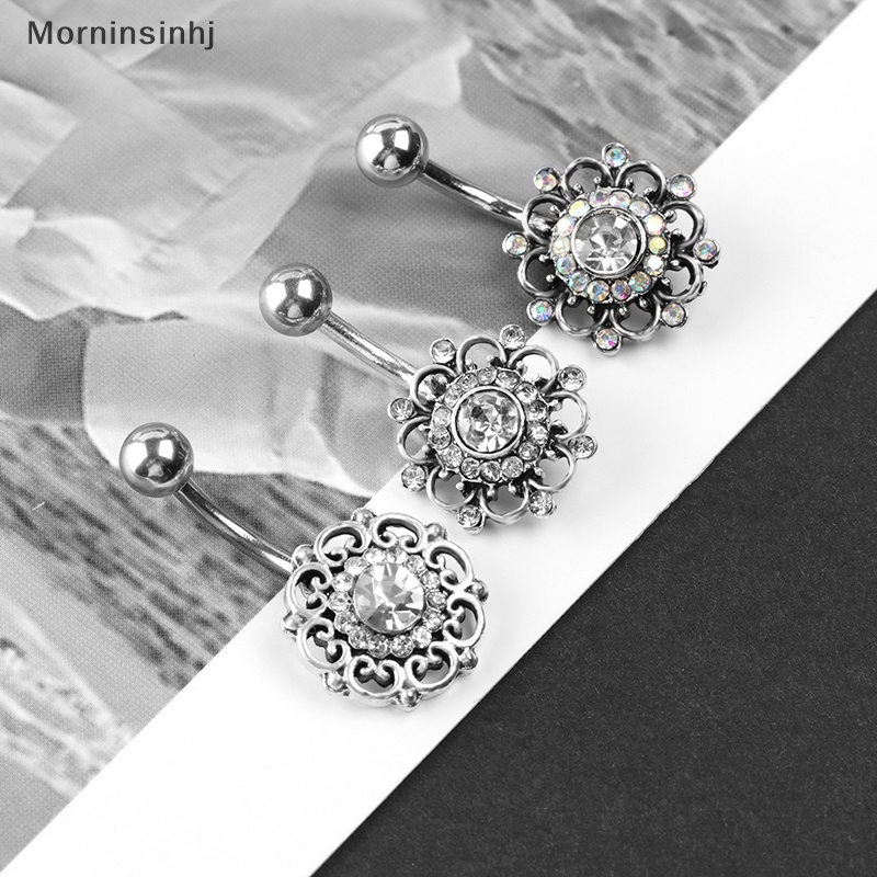 Mornin Stainless Steel Zircon Belly Button Ring Cincin Pusar Perut Sexy Wanita Perhiasan Tubuh Perut id